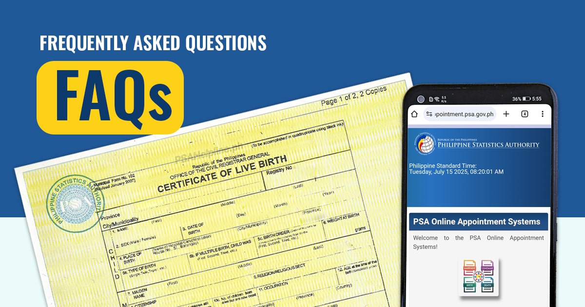 Frequently asked questions about the PSA online appointment system